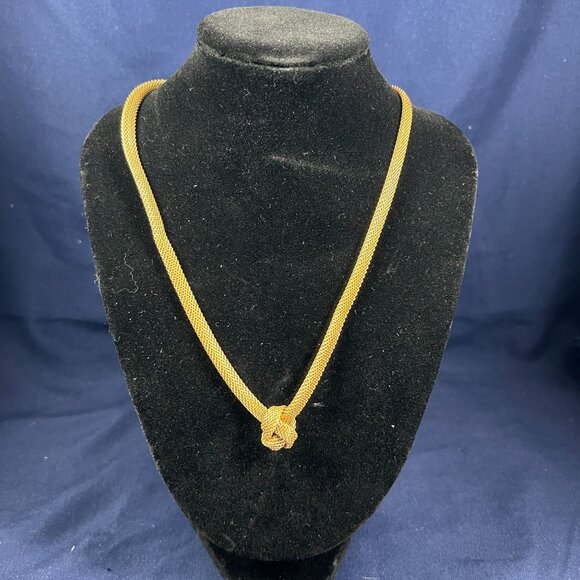 Vintage Emmons Gold-Tone Mesh Knot Necklace 16" Elegant Statement Jewelry - Picture 1 of 2